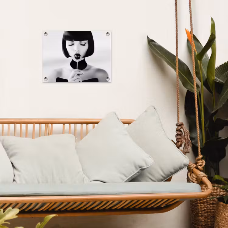 Tuinposter - Vrouw - Lolly - Zwart - Wit — 4