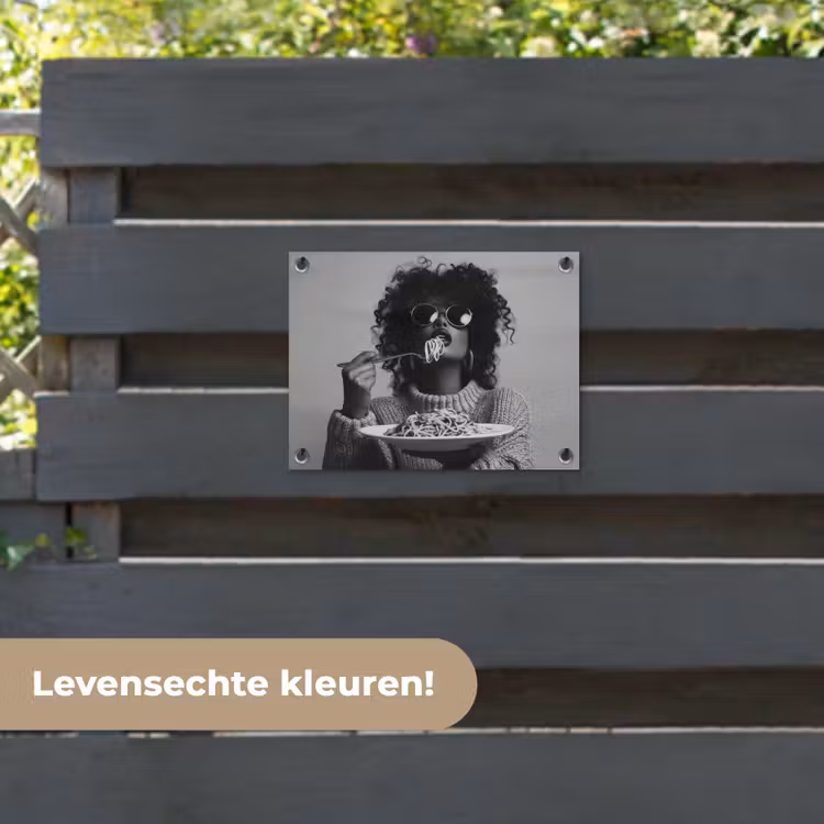 Tuinposter - Vrouw - Pasta - Zwart - Wit — 6