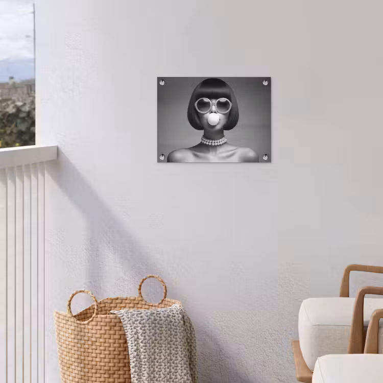 Tuinposter - Vrouw - Zwart Wit - Ketting - Zonnebril — 5