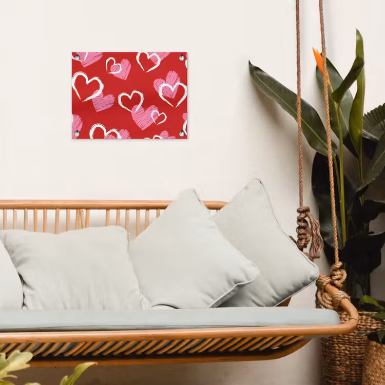 Tuinposter - Patroon - Hartjes - Roze - Valentijn — 4