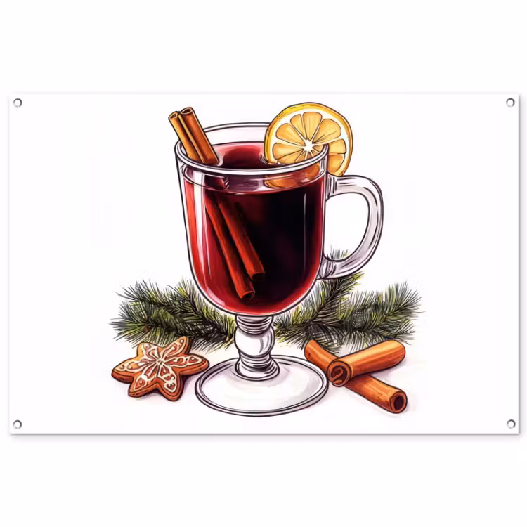 Tuinposter - Wijn - Drinken - Gluhwein - Winter - Illustratie - Kerst — 1