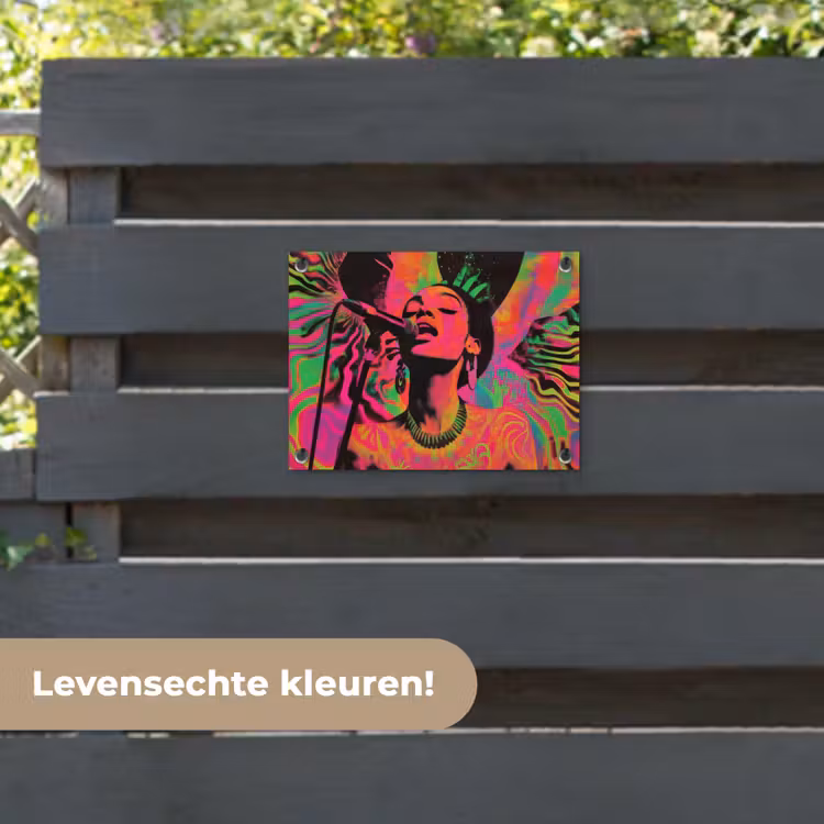 Tuinposter - Vrouw - Microfoon - Neon — 6