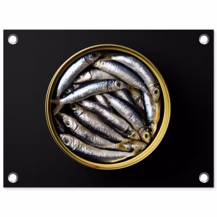 Tuinposter - Sardines - Vissen - Rond - Zwart — 1