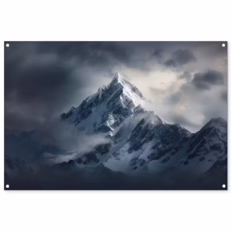 Tuinposter - Sneeuw - Berg - Wolken — 1