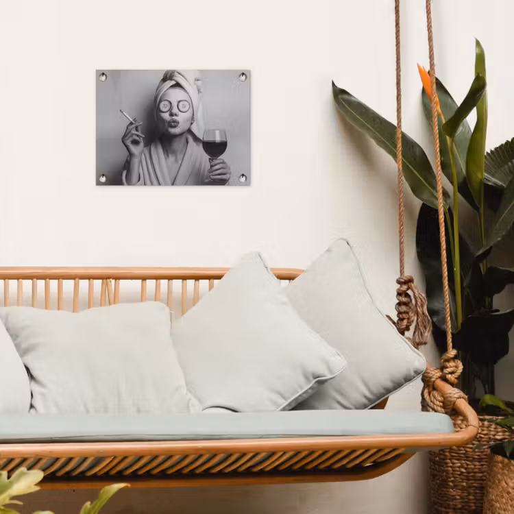 Tuinposter - Vrouw - Masker - Wijn - Sigaret — 4