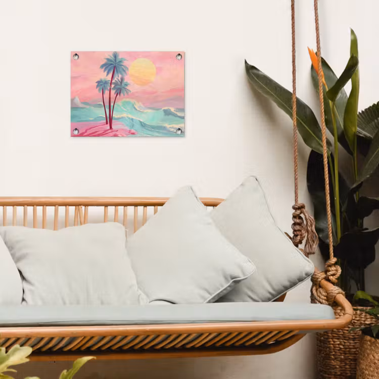 Tuinposter - Palmbomen - Golven - Zee — 4