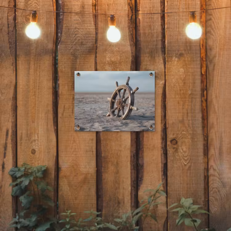 Tuinposter - Scheepsstuur - Hout - Bruin - Zand — 3