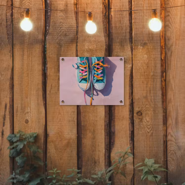 Tuinposter - Sneakers - Veters - Kleurrijk - Schaduw — 3