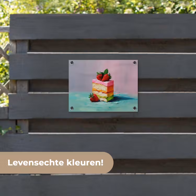 Tuinposter - Taartje - Aardbeien - Glazuur - Kleurrijk — 6