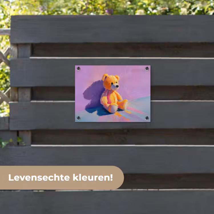 Tuinposter - Teddybeer - Schaduw - Penseelstreken - Paars — 6