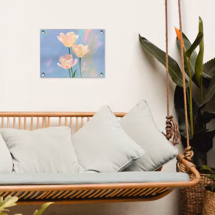 Tuinposter - Tulpen - Roze accenten - Blauw — 4