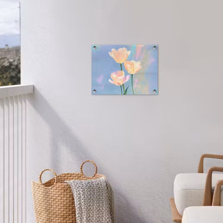 Tuinposter - Tulpen - Roze accenten - Blauw — 5