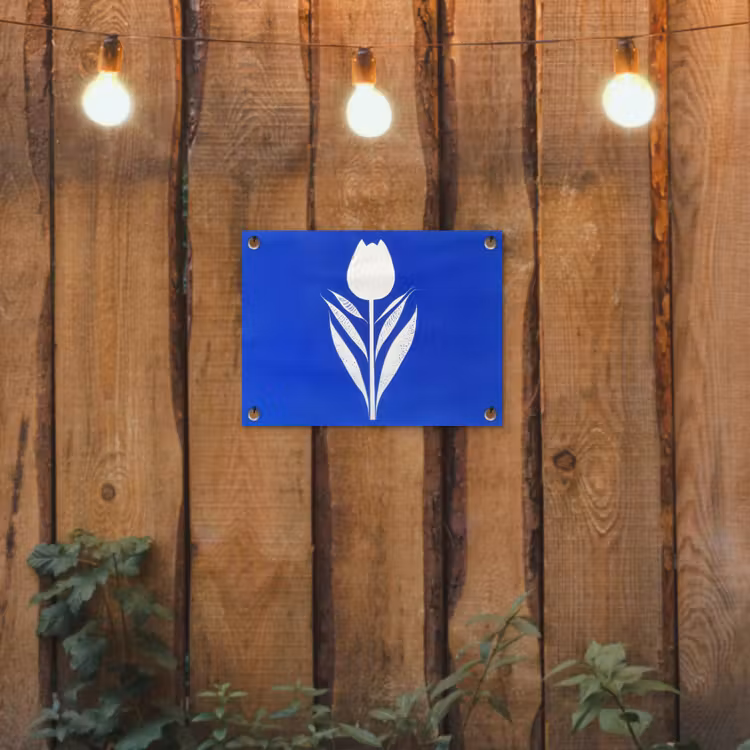 Tuinposter - Tulp - Minimalistisch - Bladeren - Wit — 3