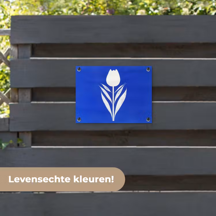 Tuinposter - Tulp - Minimalistisch - Bladeren - Wit — 6