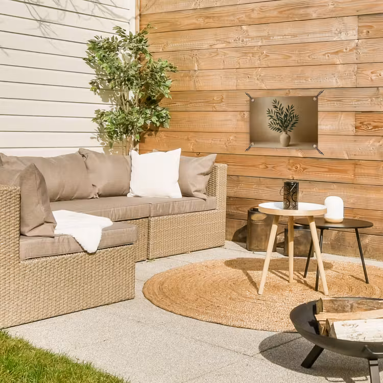 Tuinposter - Vaas - Olijftakken - Bladeren - Beige — 3