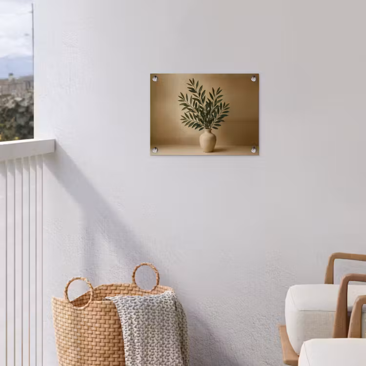 Tuinposter - Vaas - Olijftakken - Bladeren - Beige — 5