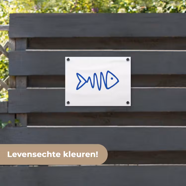 Tuinposter - Vis - Minimalistisch - Blauw - Lijn — 6