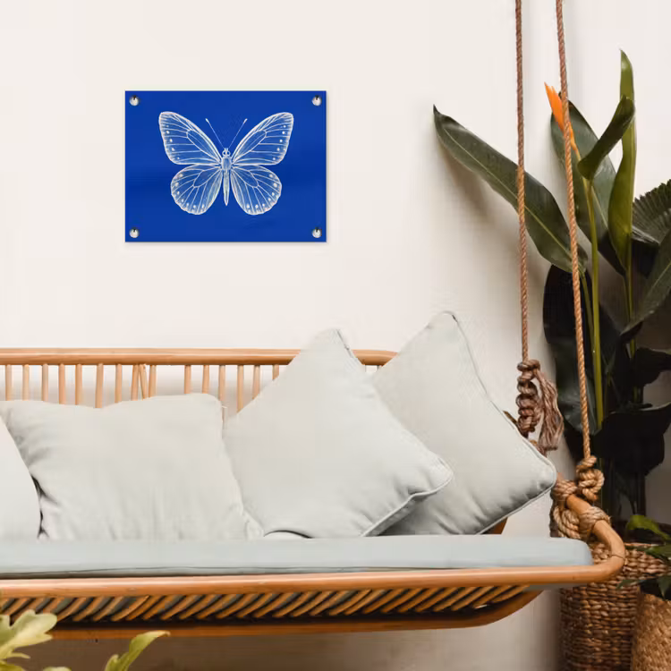 Tuinposter - Vlinder - Wit - Getekend - Stippen — 4