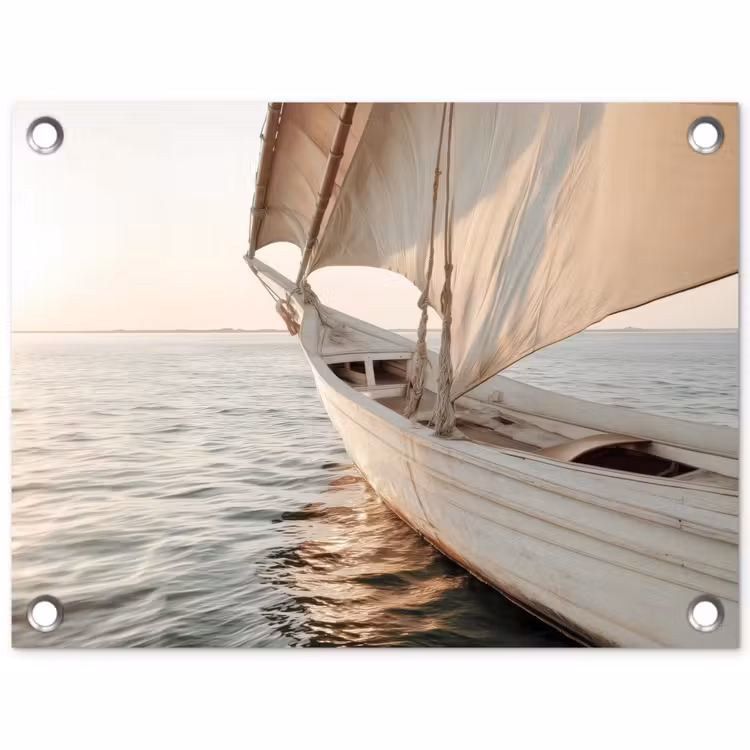 Tuinposter - Zeilboot - Zee - Beige - Zon — 1