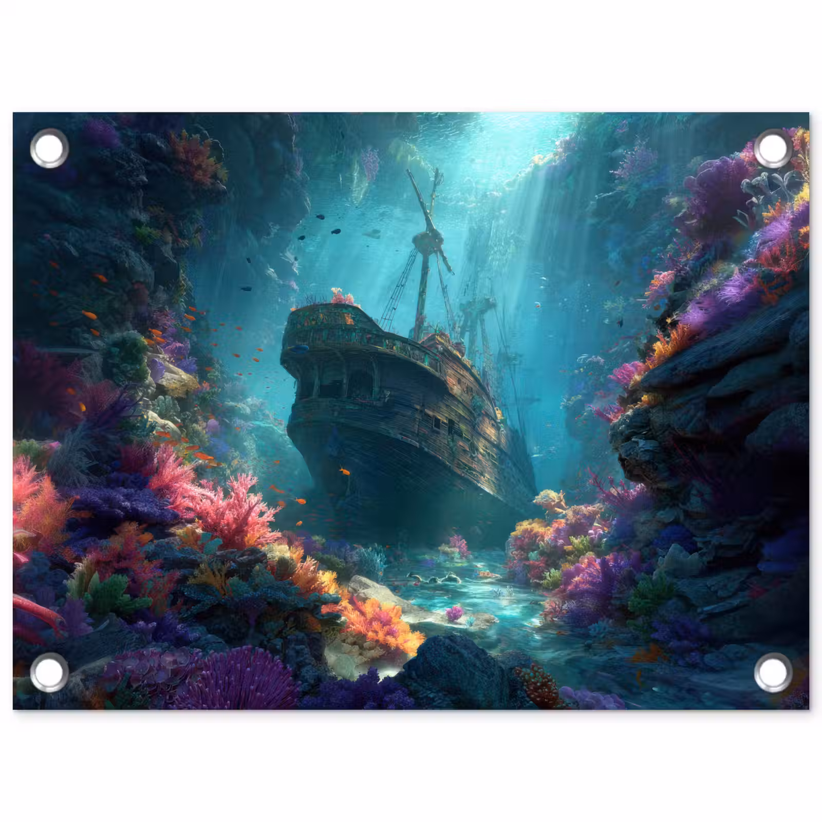 Tuinposter - Schip - Hout - Koraalriffen - Zonlicht — 1
