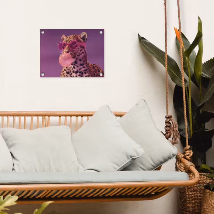 Tuinposter - Panter - Zonnebril - Kauwgombel - Roze — 4