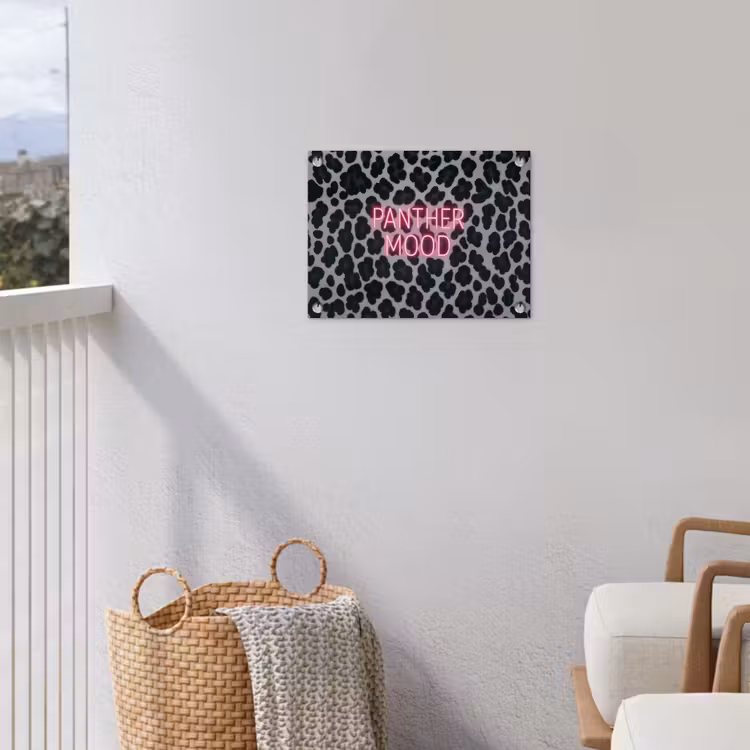 Tuinposter - Panterprint - Zwart - Neonletters - Roze — 5