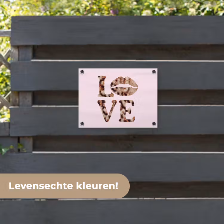 Tuinposter - Tekst - Love - Pantervacht - Lichtroze — 6