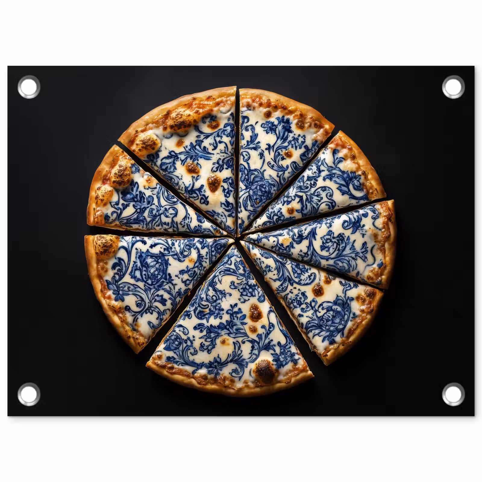 Tuinposter - Pizza - Eten - Delftsblauw — 1