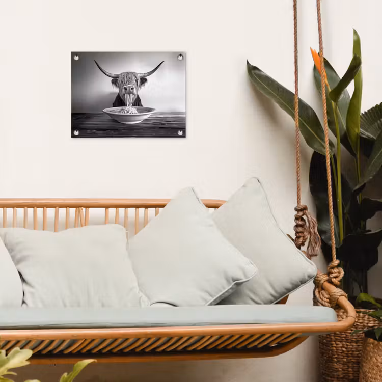 Tuinposter - Schotse Hooglander - Spaghetti - Dieren - Zwart wit — 4