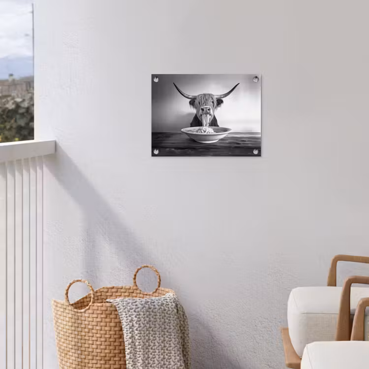 Tuinposter - Schotse Hooglander - Spaghetti - Dieren - Zwart wit — 5