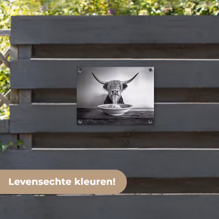 Tuinposter - Schotse Hooglander - Spaghetti - Dieren - Zwart wit — 6