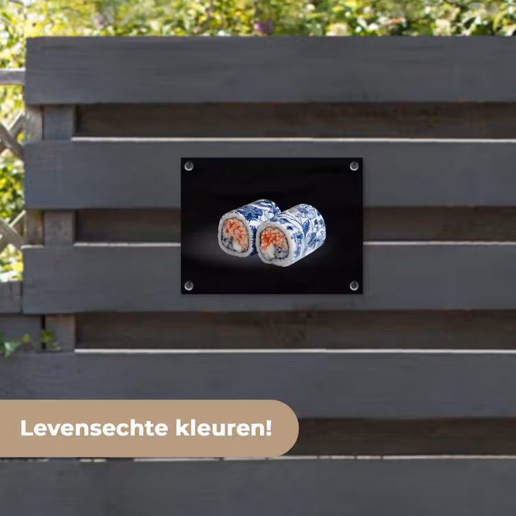 Tuinposter - Sushi - Delfts blauw - Rijst - Vis - Elegant — 6