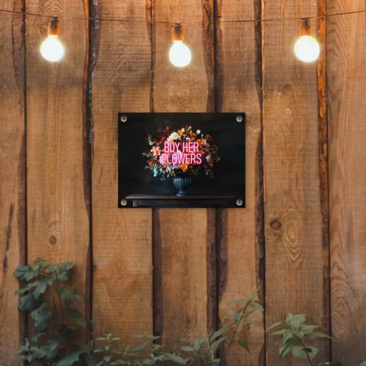 Tuinposter - Quote - Bloemen - Vaas - Neon — 2