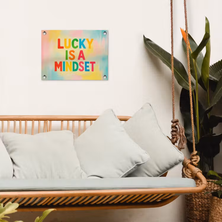 Tuinposter - Quote - Lucky - Regenboogkleuren — 4
