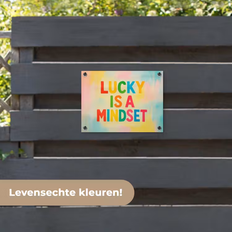 Tuinposter - Quote - Lucky - Regenboogkleuren — 6