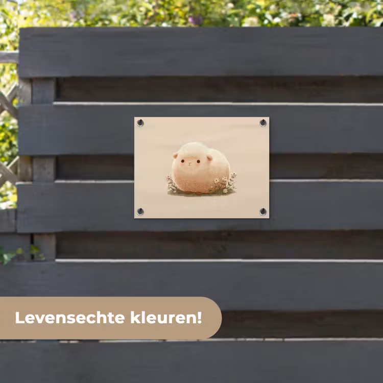 Tuinposter - Schaap - Beige - Bloemen — 6