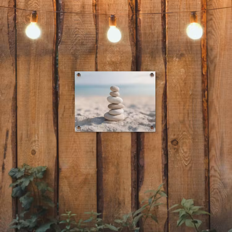Tuinposter - Stenen - Stapel - Zand - Zee — 2