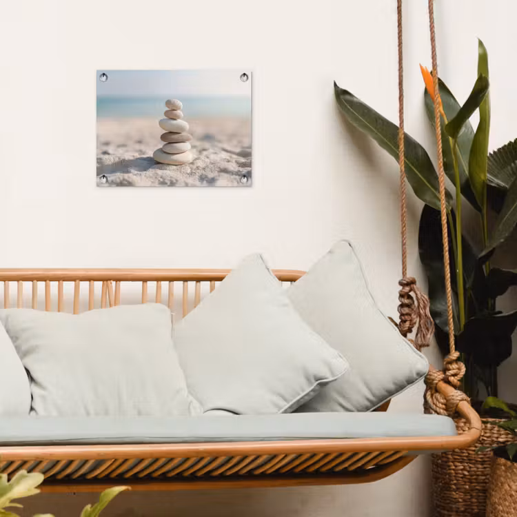 Tuinposter - Stenen - Stapel - Zand - Zee — 4