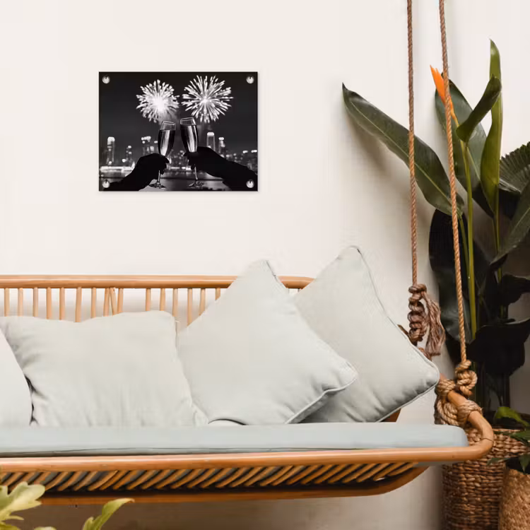 Tuinposter - Vuurwerk - Proosten - Skyline - Champagne — 4