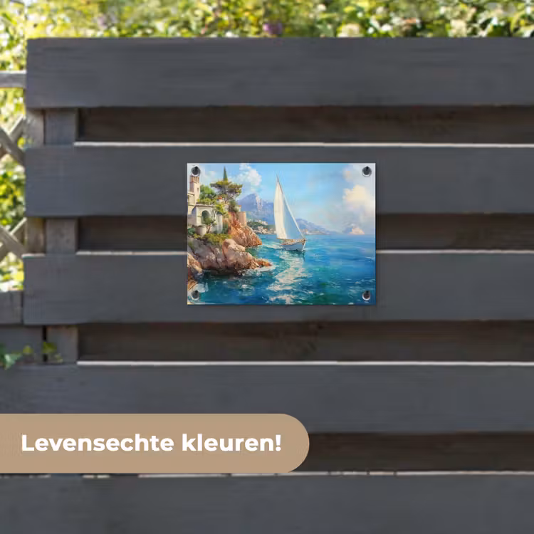 Tuinposter - Zeilboot - Rotsen - Kust - Huizen — 6