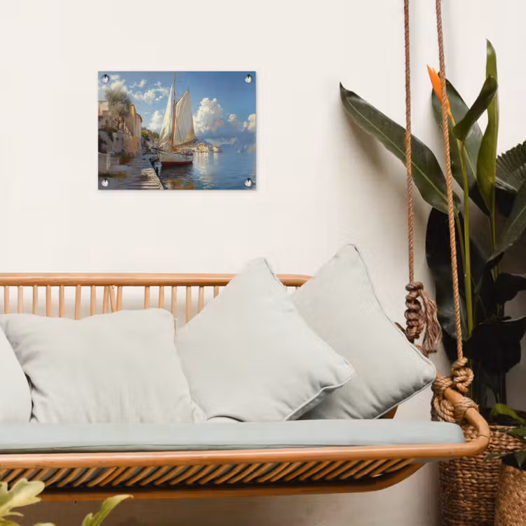 Tuinposter - Zeilschip - Huizen - Kade - Zee — 4