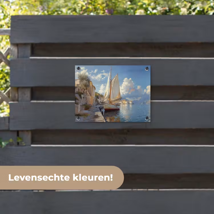 Tuinposter - Zeilschip - Huizen - Kade - Zee — 6