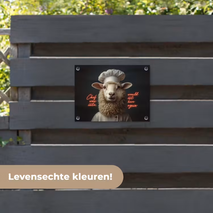 Tuinposter - Schaap - Kokskleding - Neon - Quote — 6