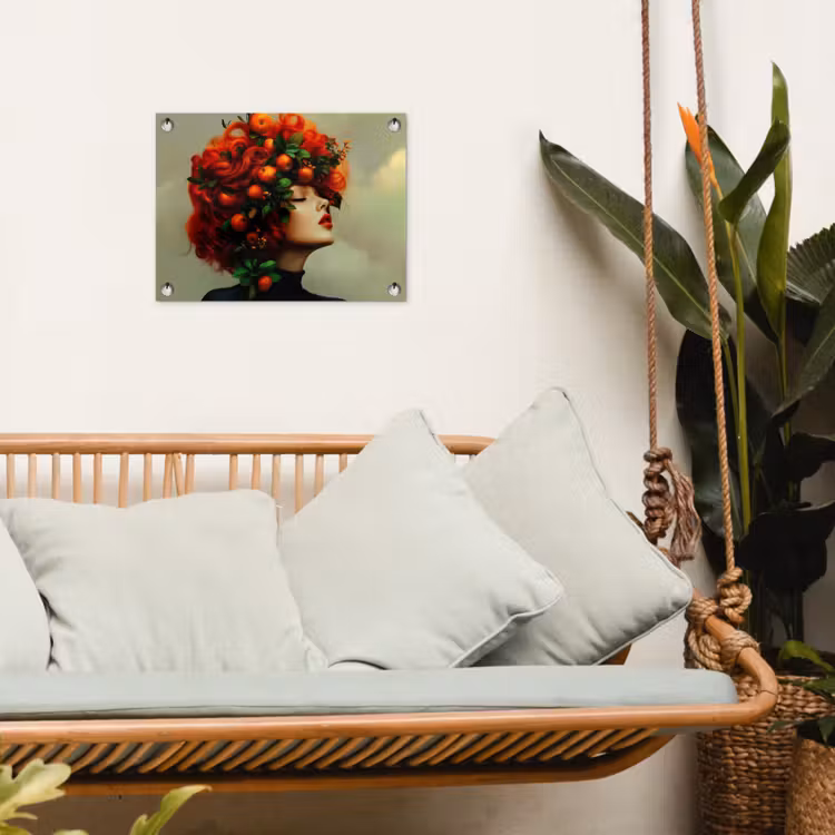 Tuinposter - Vrouw - Appels - Rood - Bladeren — 4
