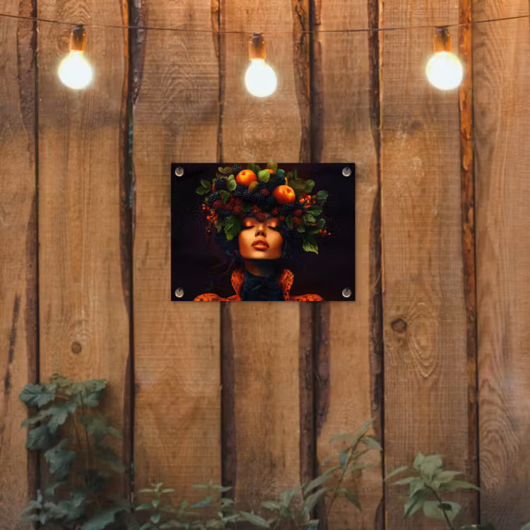 Tuinposter - Vrouw - Zwart - Bessen - Bramen - Appels — 2