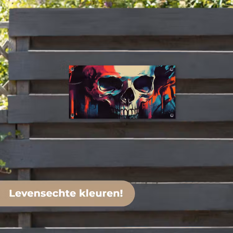 Tuinposter - Schedel - Abstract - Rood - Blauw - Graffiti — 6
