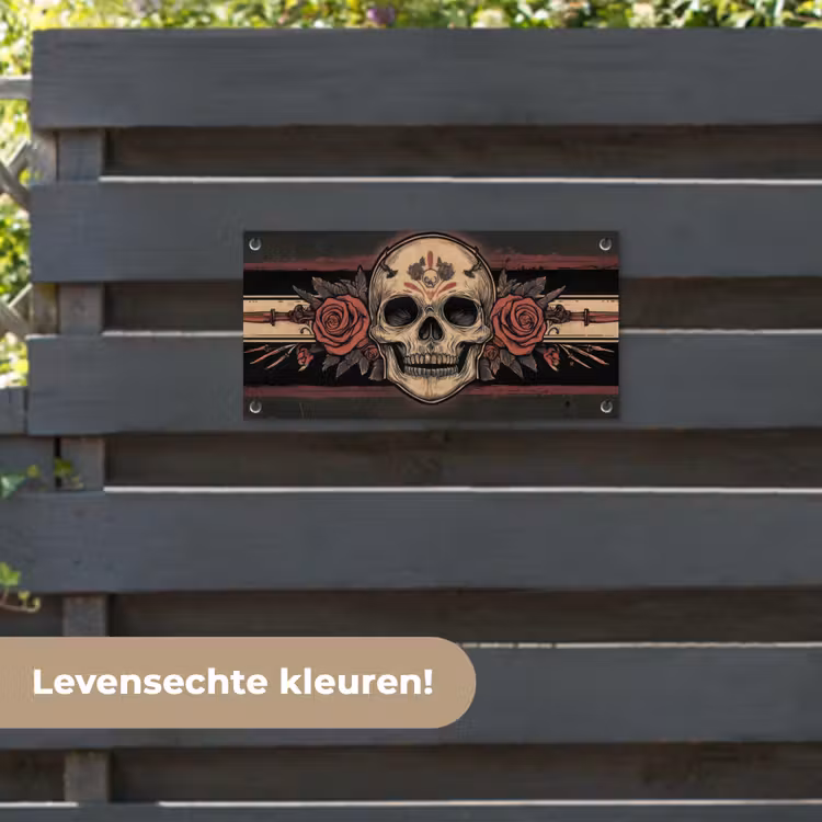 Tuinposter - Schedel - Rozen - Gotisch — 6