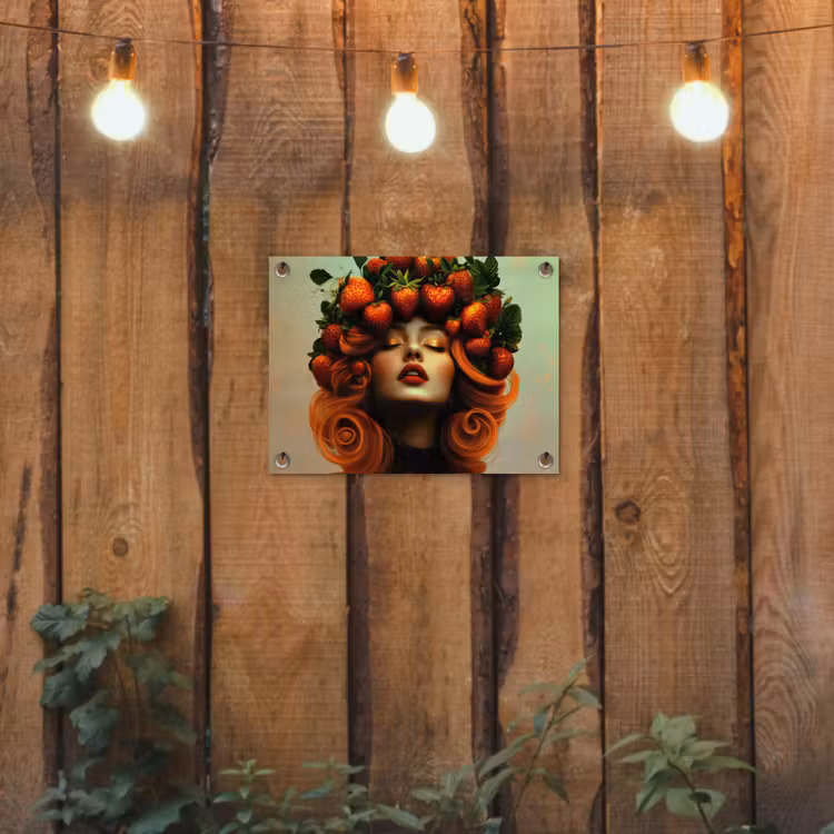 Tuinposter - Vrouw - Aardbeien - Kroon — 2