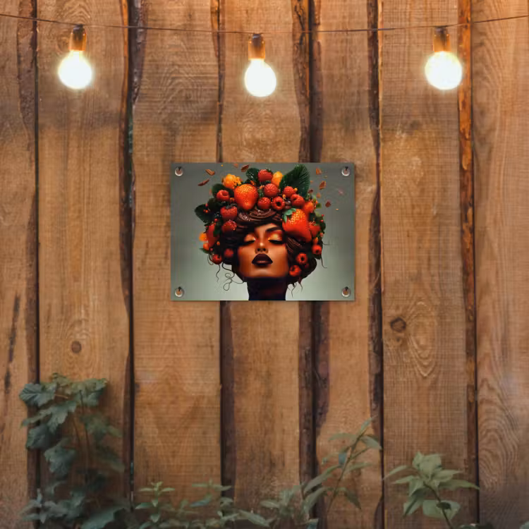Tuinposter - Vrouw - Chocolade - Frambozen - Aardbeien - Koekjes — 2
