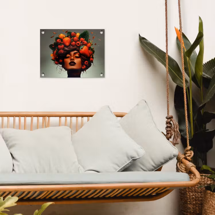 Tuinposter - Vrouw - Chocolade - Frambozen - Aardbeien - Koekjes — 4